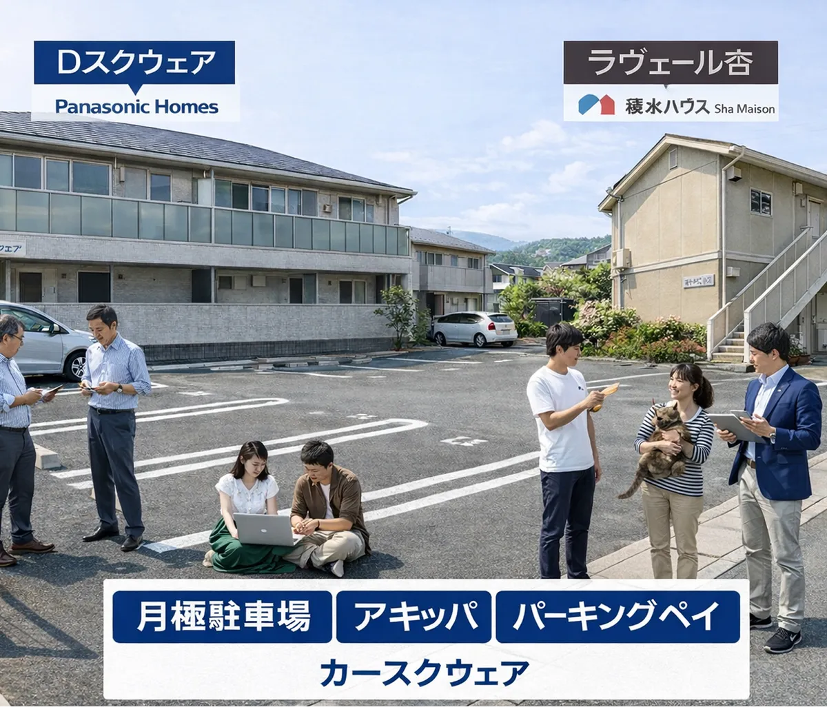 賃貸住宅の外観と入居者イメージ